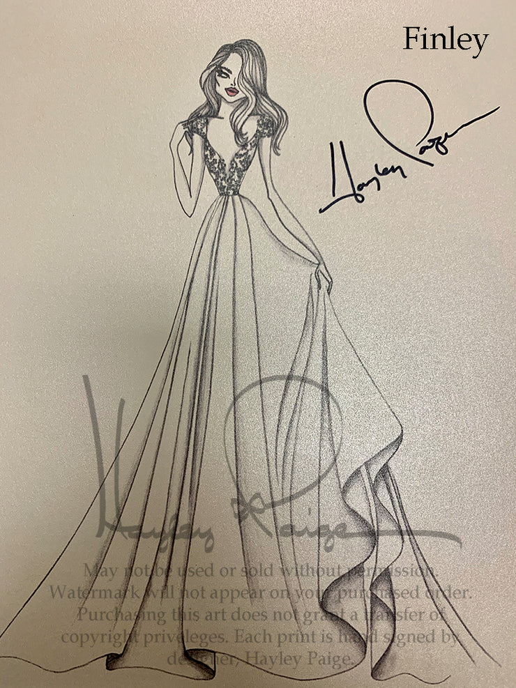 Finley- Hayley Paige Bridal Gown Printed Sketch