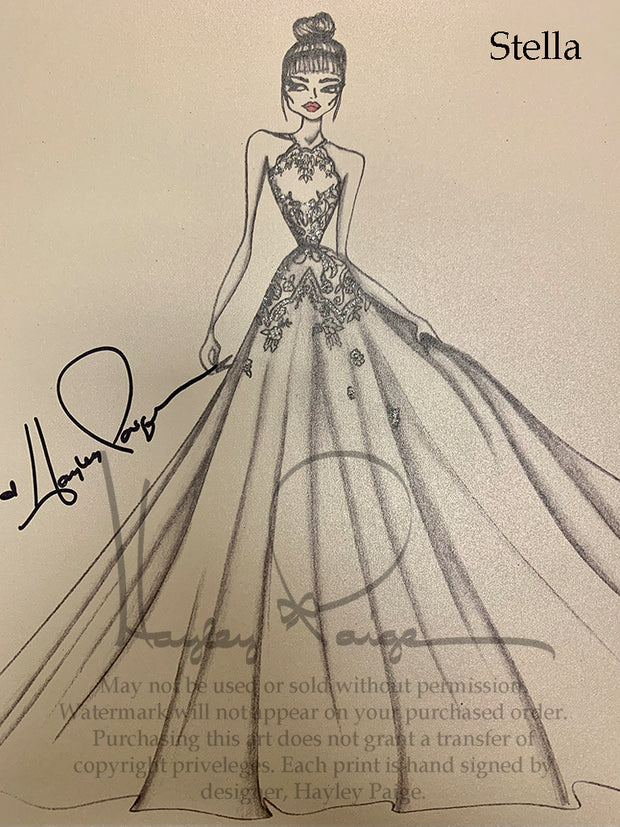 Stella- Hayley Paige Bridal Gown Printed Sketch