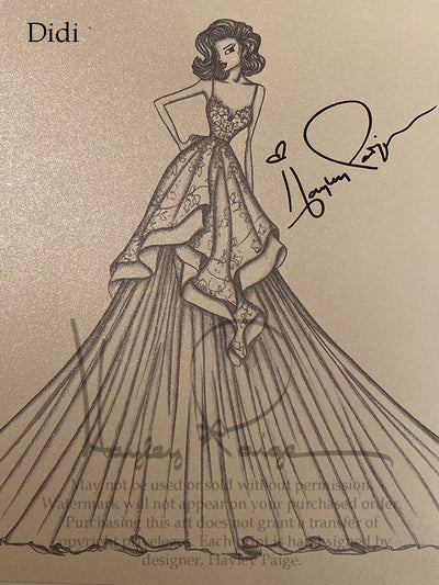 Didi - Blush by Hayley Paige Bridal Gown Printed Sketch