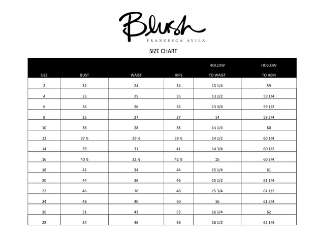 Isabella Rose Size Chart – Blum's Swimwear & Intimate Apparel