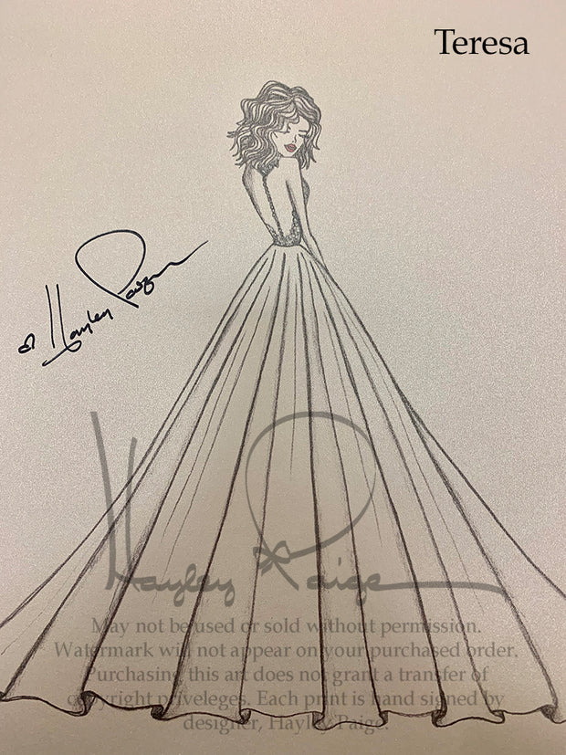 Teresa- Hayley Paige Bridal Gown Printed Sketch