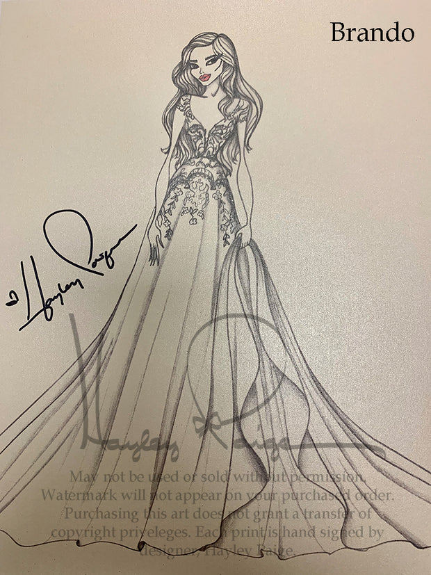Brando- Hayley Paige Bridal Gown Printed Sketch