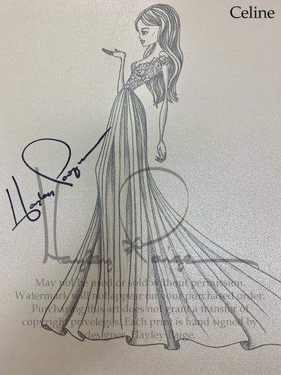 Celine- Hayley Paige Bridal Gown Printed Sketch