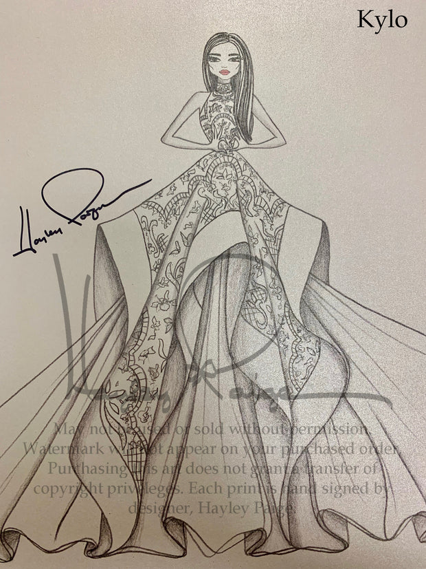Kylo- Hayley Paige Bridal Gown Printed Sketch