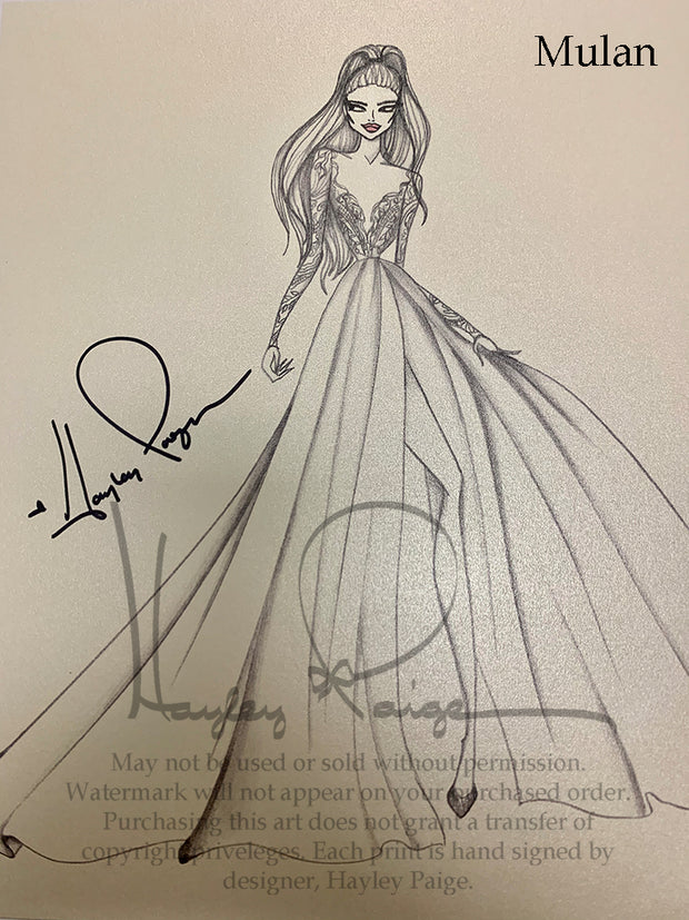 Mulan- Hayley Paige Bridal Gown Printed Sketch