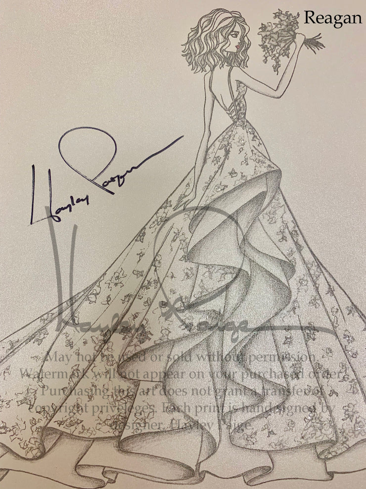 Reagan- Hayley Paige Bridal Gown Printed Sketch