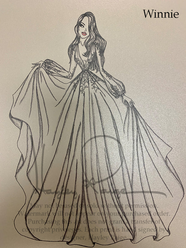 Winnie- Hayley Paige Bridal Gown Printed Sketch