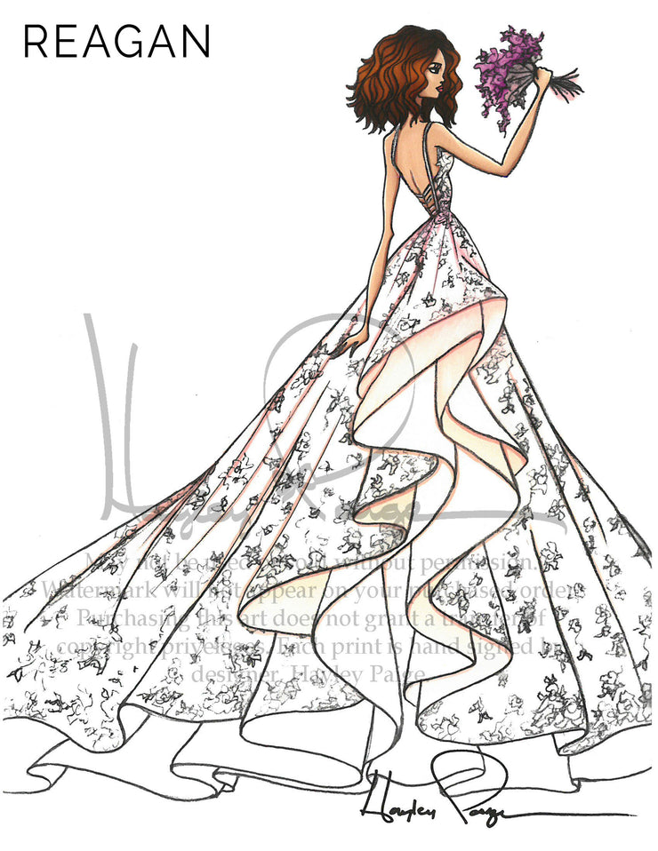 Reagan- Hayley Paige Bridal Gown Printed Illustration