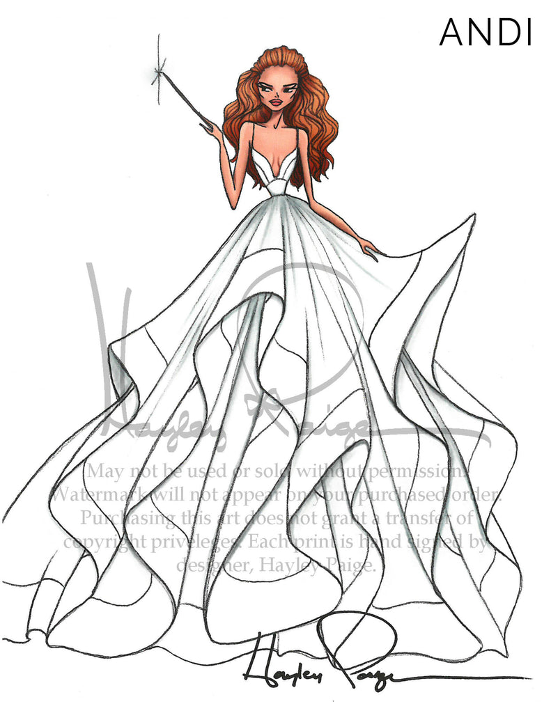 Andi Hayley Paige Bridal Gown Printed Illustration JLM Couture