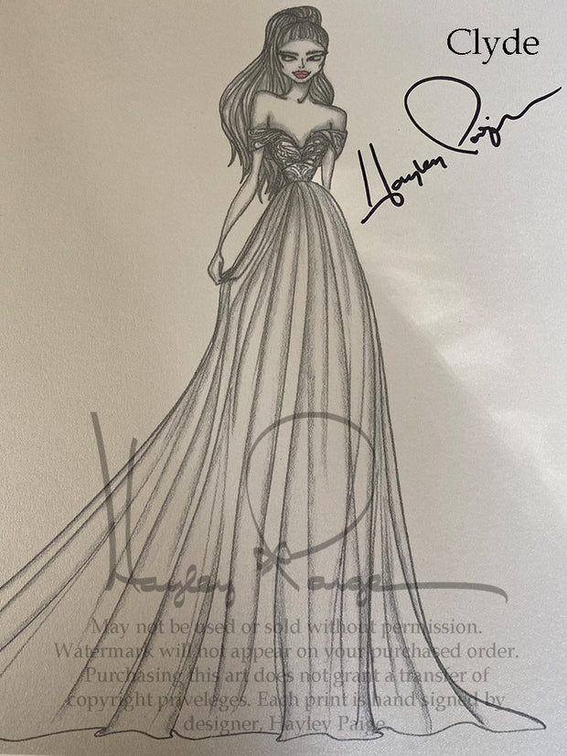 Clyde- Hayley Paige Bridal Gown Printed Sketch