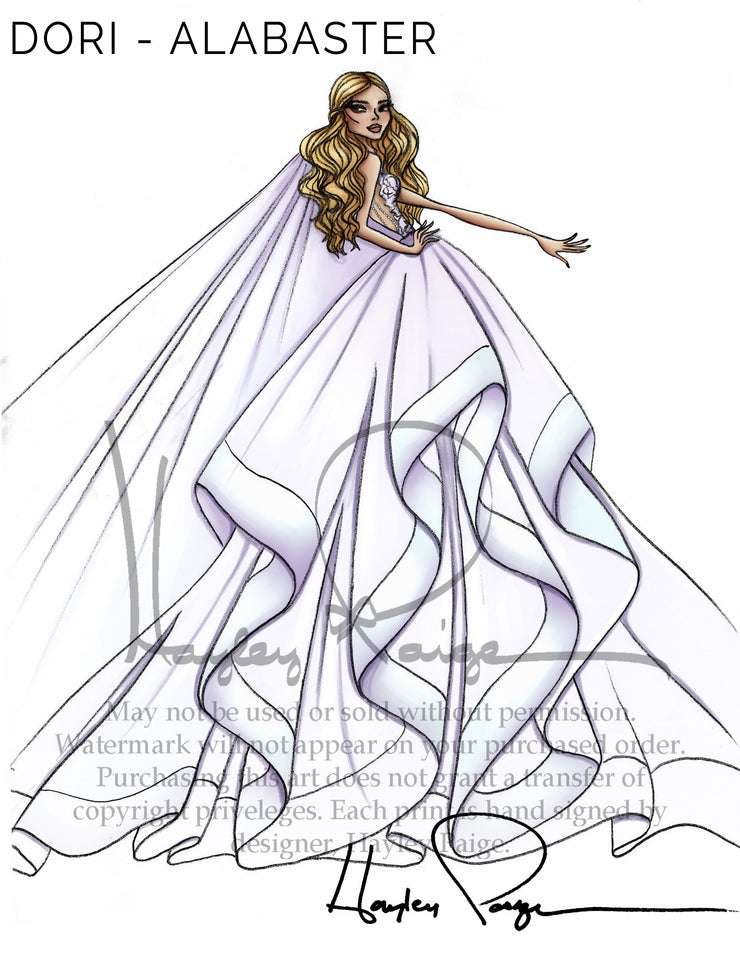 Dori Alabaster- Hayley Paige Bridal Gown Printed Sketch