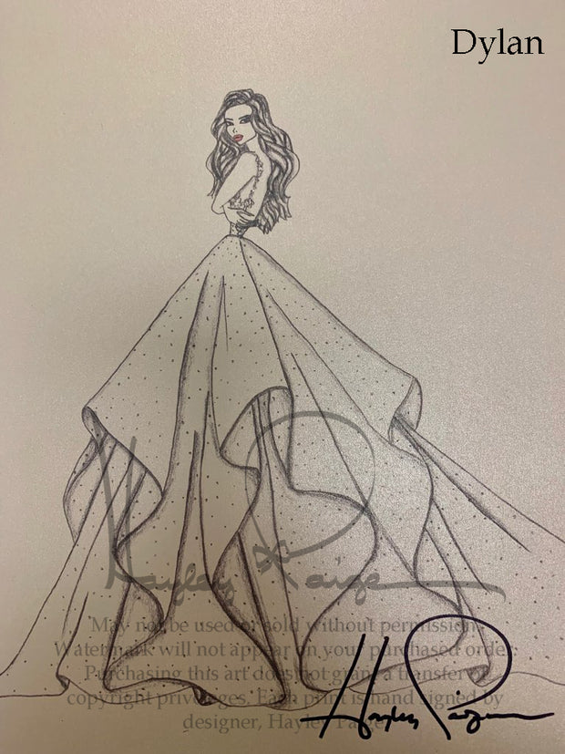 Dylan- Hayley Paige Bridal Gown Printed Sketch
