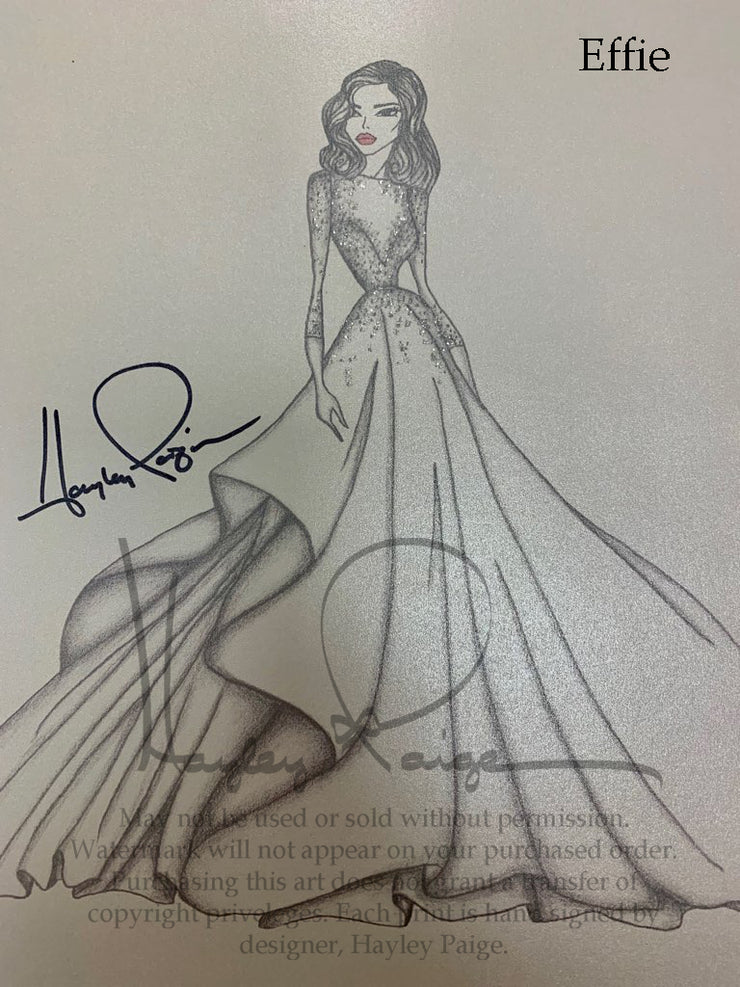 Effie- Hayley Paige Bridal Gown Printed Sketch