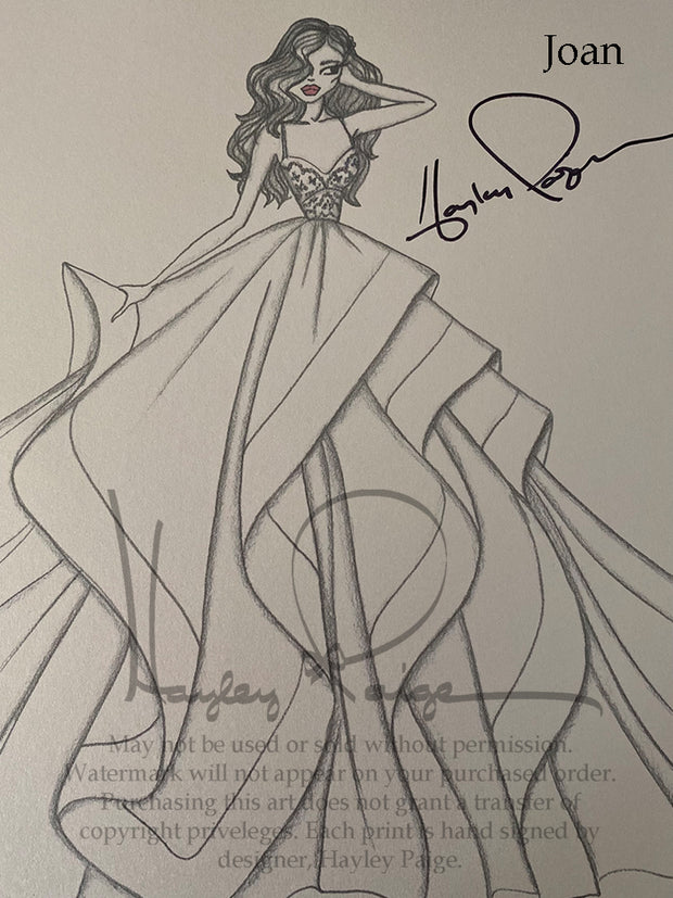 Joan- Hayley Paige Bridal Gown Printed Sketch
