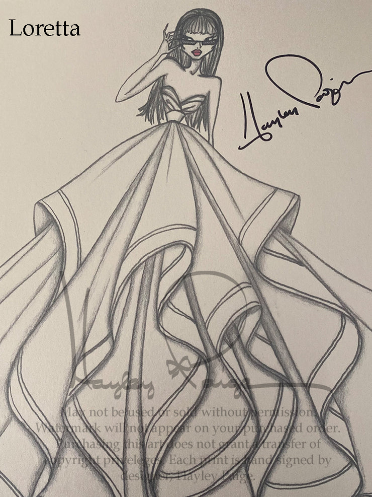 Loretta- Hayley Paige Bridal Gown Printed Sketch