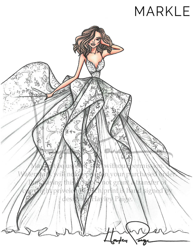 Markle- Hayley Paige Bridal Gown Printed Illustration