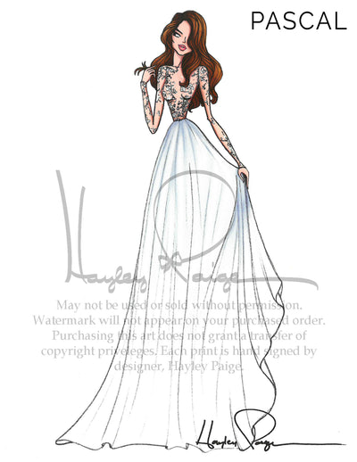 Pascal- Hayley Paige Bridal Gown Printed Illustration
