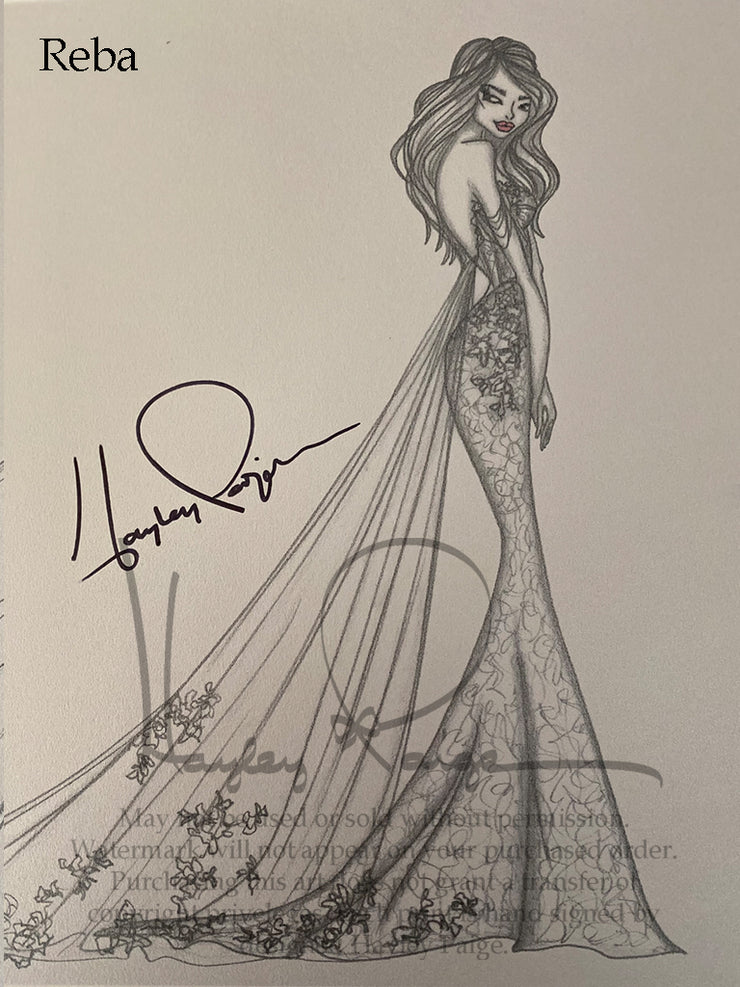 Reba- Hayley Paige Bridal Gown Printed Sketch