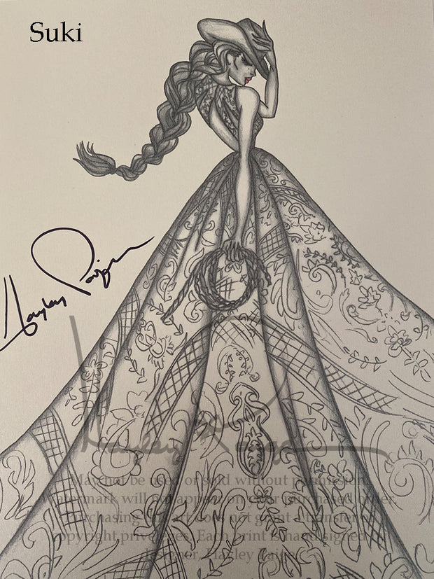 Suki- Hayley Paige Bridal Gown Printed Sketch